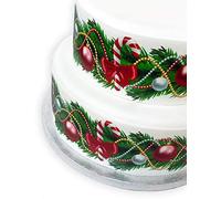 Orange Trading Dartmouth LTD A4 Edible Decor Icing Sheet Christmas Candy Cane and Bauble Border Edible Cake Topper Decoration - Great for larger cakes