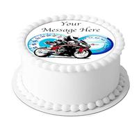 Orange Trading Dartmouth LTD A4 Edible Decor Icing Sheet PERSONALISED Motorbike 7-8" Circle Cake Topper Decoration - Great for larger cakes