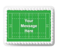 Orange Trading Dartmouth LTD A4 PERSONALISED MESSAGE Wallpaper Rugby Sports Pitch Edible Cake Topper Decoration - Great for larger cakes