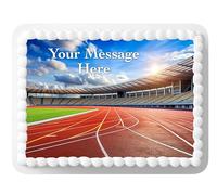 Orange Trading Dartmouth LTD A4 PERSONALISED MESSAGE Wallpaper Running Race Track Edible Cake Topper Decoration - Great for larger cakes
