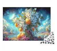 Orange Tree Blooms Under Starlight 1000 Piece Jigsaw Puzzle for Adult Family Indoor Leisure Activity Stress Relief Educational Interactive Home Decoration 38x26cm/1000pcs
