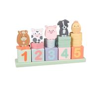 Orange Tree Toys Farm Animals Counting Stacking Toy - Wooden Stacking Toys for 1 Year Olds, Animal Stacking Rings - Educational Montessori Toddler Toys, Early Development & Activity Wooden Toys