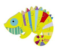 Orange Tree Toys Number Puzzle - Chameleon Wooden Jigsaw for 1 Year Old and Toddlers - Educational Montessori Early Development & Activity Toy