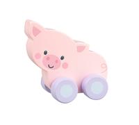 My First Wooden Toy Cars, Pig Push Toy Animal Vehicles - Wooden Toys 1 Year Old, Baby and Toddler Toys - Fun Educational Small World Toys, Early Development & Activity Toys by Orange Tree Toys