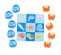 Orange Tree Toys Sea Animals Tic Tac Toe Wooden Board Game With Travel Storage Bag - Montessori Early Development Puzzles and Activity for Boys & Girls