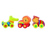 Orange Tree Toys Wooden Animal Vehicles - My First Jungle Educational Toy for 1 Year Old and Toddlers - Small World Activity Set for Early Development