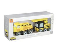 Orange Tree Toys Wooden Construction Dump Truck & Crane Toy Set for kids