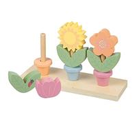 Orange Tree Toys Wooden Flower Pots - Garden Building Stacking Cups, Activity & Educational Toys for 1 Year Old Toddlers (Spring Garden)