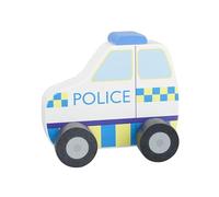 Orange Tree Toys Wooden Police Car Push Animal Vehicles - Educational Small World Toy for 1 Year Old Baby and Toddler - Early Development and Activity Set