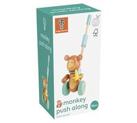 Orange Tree Toys Wooden Push Toy for Toddlers Monkey Design with Banana and Wheels