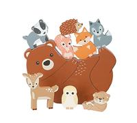Orange Tree Toys Wooden Stacking and Balancing Toy With Woodland Animals - Bear, Fox, Squirrel, Owl, Beaver and More - for 1 Year Old, Toddler Early Development & Activity