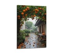 Orange Tree Tunnel in Courtyard Wall Art, Nature Decor for Living Room And Garden Room Poster Decorative Painting Canvas Wall Posters And Art Picture Print Modern Family Bedroom Decor Posters 24x36inc