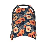 Orange Tropical Flowers Print Baby Car Seat Covers, Breathable Nursing Cover Breastfeeding Cover, Stroller Covers, Multi-use Infant Carseat Canopy, Baby Boys Girls Newborn Essentials