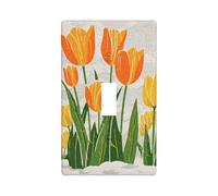 Orange Tulips in The Snow Light Switch Cover Decorative Single Toggle 1 Gang Wall Plate for Kitchen Farmhouse Bedroom Bathroom Art Decor