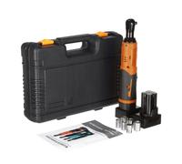 (Orange, UK Plug) 3/8" 12V 90 Cordless Electric Wrench LED Ratchet Right Angle Wrench Tool Set w/ 2 Battery
