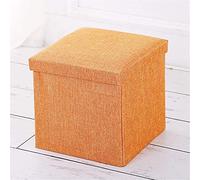 Orange Upholstered Cube Ottoman Footstool Foldable Storage Chest Small Footrest for Dorm Hallway Shoe Bench - 30x30x30cm Home Decor
