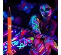 Orange UV Glow Eyeliner Pen & Face Paint - Waterproof Neon Liquid Eyeshadow Tattoo Pen for Kids & Adults - Quick Dry, Smudge-Proof Festival & Parties Makeup Accessories