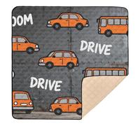 Orange Vehicles Large Stylish Baby Playmat for Indoor Outdoor Cozy Breathable Activity Entertainment Mat for Newborns Babies Infants Toddlers, 50'' x 50''