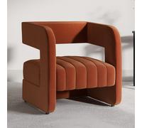 Orange Velvet Accent Chair with Ribbed Detail - Boni