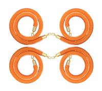 Orange Velvet Rope Barriers with Gold Hooks 4-Pack Crowd Control Stanchion Ropes 1m/3.2ft Queue Divider for Traffic Management & Event Security