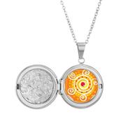 Orange Volume Mexico Totems Ancient Civilization Locket Necklace Hold Picture Jewelry Birthday Gift
