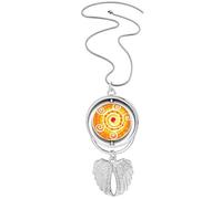 Orange Volume Mexico Totems Ancient Civilization Pendant Angel Wings Rotating Necklace Jewelry