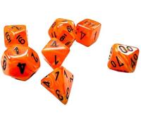 Orange Vortex Mini Dice with Black Numbers 10mm (3/8in) Set of 7 Chessex