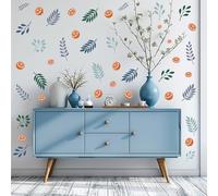Orange Wall Stickers 12 Sheets/108 Pcs Nordic Leaves Wall Decals for Bedroom Living Room Office Decor Art Sticker Peel and Stick PVC Murals Rural Ins Style Graffiti Sticker Vinyl Nursery Walles Decal