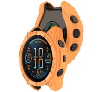 (Orange) Watch Protective Case Half Wrap Armor Skeleton Watch Case for Garmin Enduro3