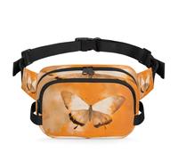 Orange Watercolor Butterfly Fanny Pack Waterproof Belt Bag Crossbody Bags for Women Men Holiday Gifts
