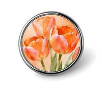 Orange Watercolour Badge Exquisite Round Alloy Brooch Cute Brooch Fashion Name Badge Lightweight Elegant Pin Compact Circular Alloy Lapel Pin for Id Club Event Souvenir Gift