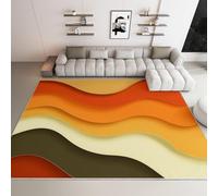 Orange Waves Non-Slip Flannel Rug 180x270 cm Area Rugs 3D Abstract Style Soft Low Pile Indoor Carpet Suitable for Bedrooms Studies Living Rooms and Hallways (6x9ft) a-179