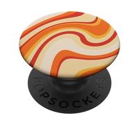 Orange Wavy Stripes, Hippie Aesthetic, 70s Retro, Cool PopSockets Swappable PopGrip