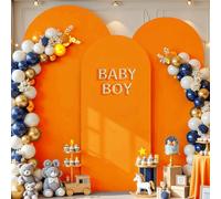 Orange Wedding Arch Cover (7.2FT, 6.6FT, 6FT) Set of 3 Arch Covers Stretchy Backdrop Spandex Fitted Chiara Backdrop Stands Cover for Birthday Party Baby Shower Wedding Arch Stand Decoration