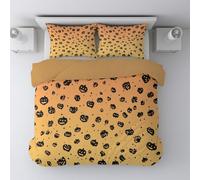 Orange Weird Mysterious Dark Retro BeddingSet Microfibre with Pillowcases BeddingSet Halloween Themed Super King(86"*102")