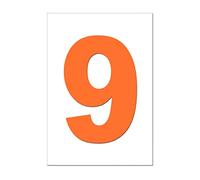 Orange Wheelie Bin Number 9 - Self Adhesive Waterproof Durable Vinyl Stickers - Digitally Cut to the sticker Shape - size 170mm (9)
