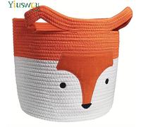 (Orange & White) Fox Pattern Hamper, Kids Laundry Basket, Large Toys Storage Basket