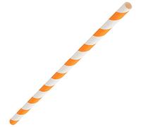 Orange & White Paper Straws 8inch-Pack of 250