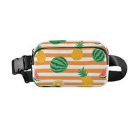 Orange White Stripe Summer Fruit Stylish Waist Bag Fanny Pack for Women Men Water Resistant Running Belt Bag Waist Pack with Adjustable Strap for Workout Running Hiking