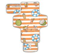 Orange White Stripes Summer Juice Reusable Diaper pad with Tissue Pocket Diaper mat Changing pad Travel with Built-in Pillow cambiador de pa?ales para Bebes