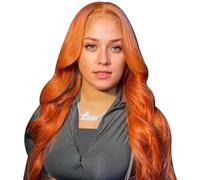 Orange Wig for Women, 24inch Lace Front Body Wave Wigs, Synthetic Long Wave Hair with Baby Hair, Pre Plucked Hairline Wig for Women