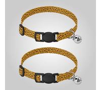 Orange Wild Leopard Print Collar for Small Dogs 5-15Lbs Quick Release Buckle Collars for Girl and Boy Dogs 2 Pack