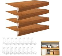 Orange Wire Shelf Covers 38x14x2in - 4Pcs Wood-Look Liners with Corner Guards for Pantry, Kitchen, Store, and Home Organization - Durable Removable Shelf Protectors