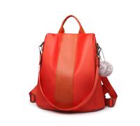 (Orange) Women Anti-theft Backpacks Girls Fur Ball School Bags Waterproof Daypack Rucksack Shoulder Bags