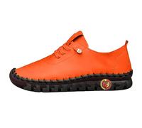 Orange Women's Orthopedic Sneakers Casual Shoes Comfort Lightweight Orthopaedic Loafers Slip on Soft Flat Moccasins Casual Fashion Breathable Walking Driving Shoes Footwear UK Size 7.5