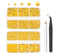 Orange Yellow AB Resin Rhinestones for Crafting Flatback Jelly Resin Stones 2mm 3mm 4mm 5mm 6mm No-Hotfix Gems Diamonds Charms Supplies for Nails Face Eyes Makeup Body Tumblers DIY Crafts Decor Shoes
