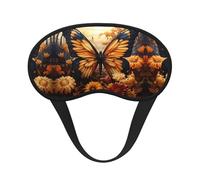 Orange Yellow Butterfly Field Flowers Blackout Sleep Mask with Elastic Band Design Fits All Head Shapes Ideal for Travel Office and Shift Work