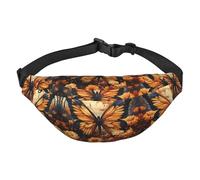 orange yellow butterfly field flowers Large Fashion Crossbody Waist Bag, Travel Casual Boys Waist Bag, Suitable for Sports, Running, Cycling, Traveling, Fishing