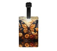 Orange Yellow Butterfly Field Flowers Luggage tag Hanger Protects Privacy and is a Must-Have for Travel and is Durable