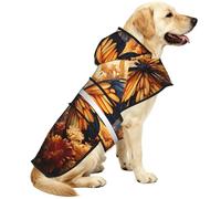 orange yellow butterfly field flowers Reflective Waterproof Dog Raincoat Jacket, Adjustable Hooded Pet Coat with Leash Hole,for Outdoor UseS